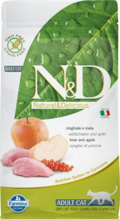 Farmina Prime N&D Natural & Delicious Grain Free Adult Wild Boar & Apple Dry Cat Food