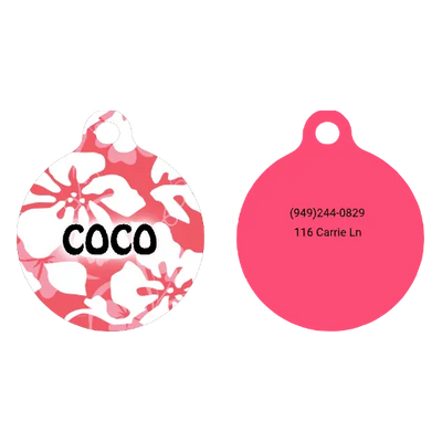 Island Floral Pink HD Dog ID Tag