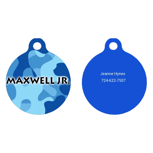 Blue Camo HD Dog ID Tag