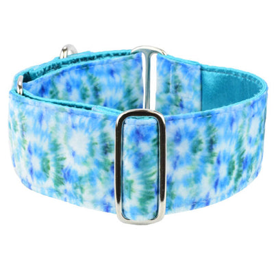 Teal Tie-Dye Swiss Velvet Dog Collar