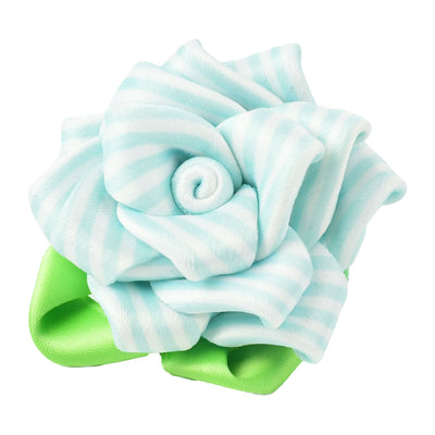 Collar Flower - Aqua and White Stripes