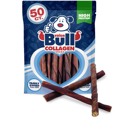 ValueBull USA Collagen Twists Dog Chews, 5 Inch, Natural Long-Lasting Dog Treats, 50 Count