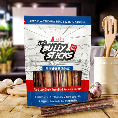 6" Thick Beef Bully Sticks for Dogs, 3-Pack