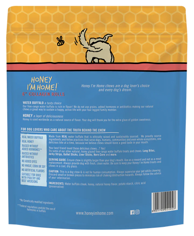 Honey Dog Buffalo Collagen Rolls 6" (3pk)