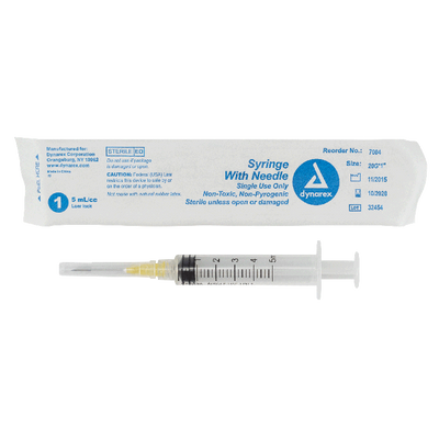 Dynarex Syringes With Needle - 5cc (400 Count)
