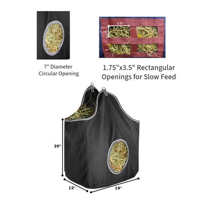 Derby Originals Large 24 OZ Canvas Horse Hay Bag 2 Sided Combo Design X Wide Gusset and 6 Month Warranty