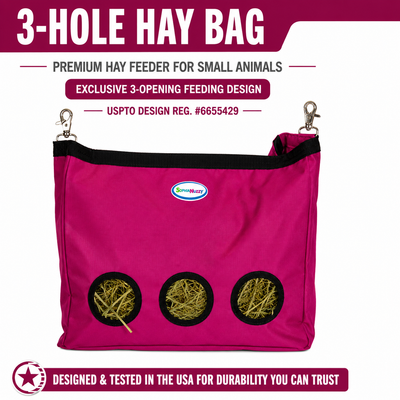 CuteNfuzzy 3-Opening Hay Bag for Rabbits, Guinea Pigs & Chinchillas – Large 15" x 15" x 5"