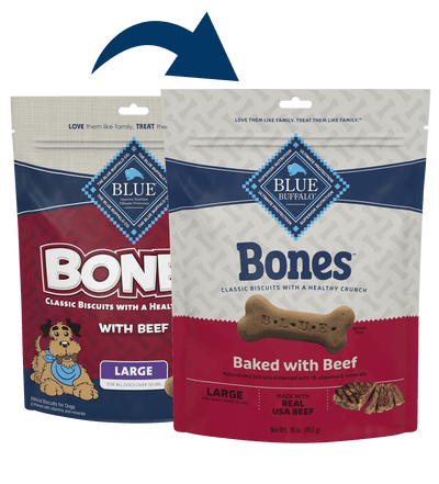 Blue Buffalo Blue Bones Crunchy Dog Biscuits Large Bones with Real Beef (16oz)