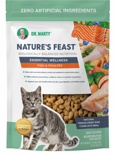 Dr. Marty Natures Feast Freeze Dried Fish & Poultry Cat Pouches