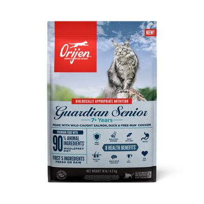 Orijen Dry Senior Cat Food Grain Free Premium High Protein Fresh & Raw Animal Ingredient Guardian Senior