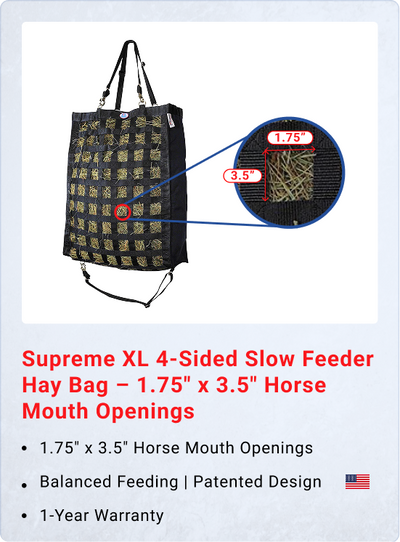 Derby Originals XL Superior Slow Feeder Horse Hay Bag – 2" Square Opening, Restricted Slow Feed Design, Super Tough Bottom, 1-Year Warranty