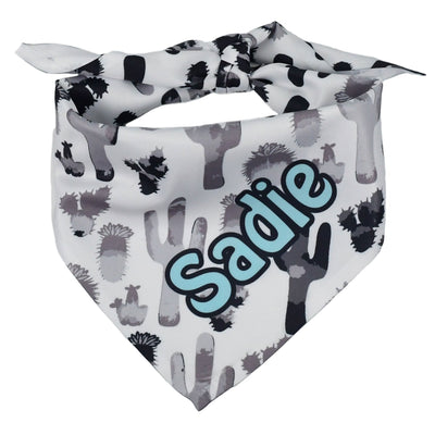 Personalized Black and White Cactus Dog Bandana