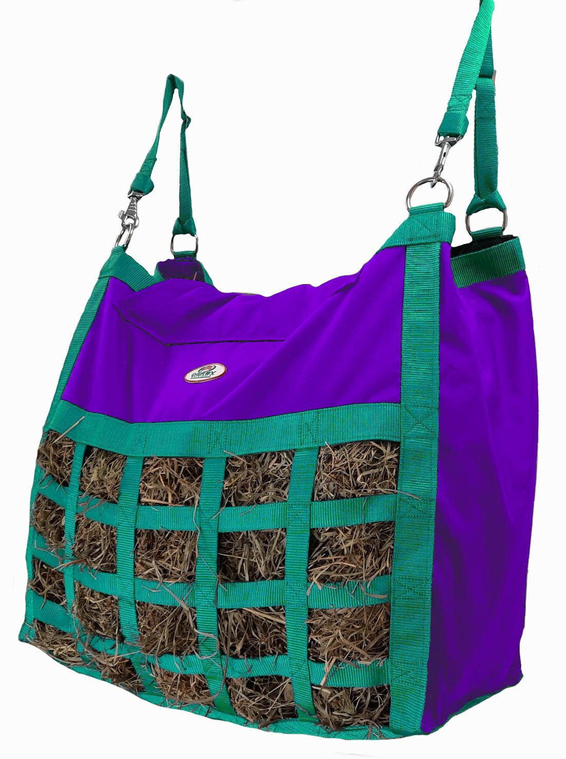Scratchless Slow Feeder Hay Bag – 3.5" x 3" Square Openings – Easy or Moderate Feeding – 6-Month Warranty | Super Tough Bottom