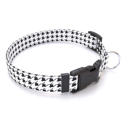 Personalized Houndstooth Black and White Dog Collar