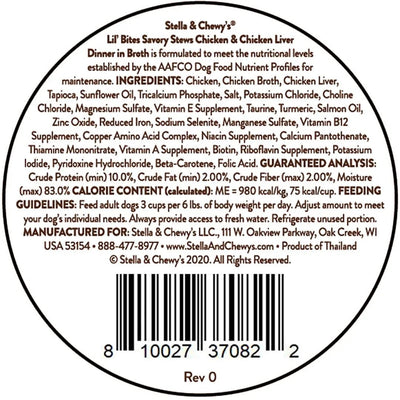 Stella & Chewy’s Lil Bites Stew Chicken & Chicken Liver Dog Food (2.7oz)