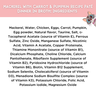 Mackerel With Carrot & Pumpkin Recipe Paté Dinner In Broth Adult Cat Food, 2.8-oz
