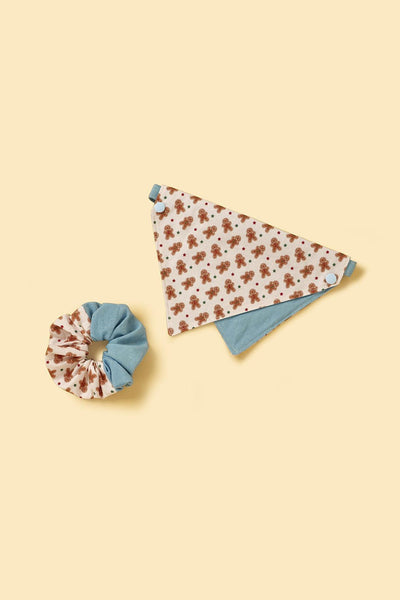 Gingerbread Man Joy Handmade Scrunchie