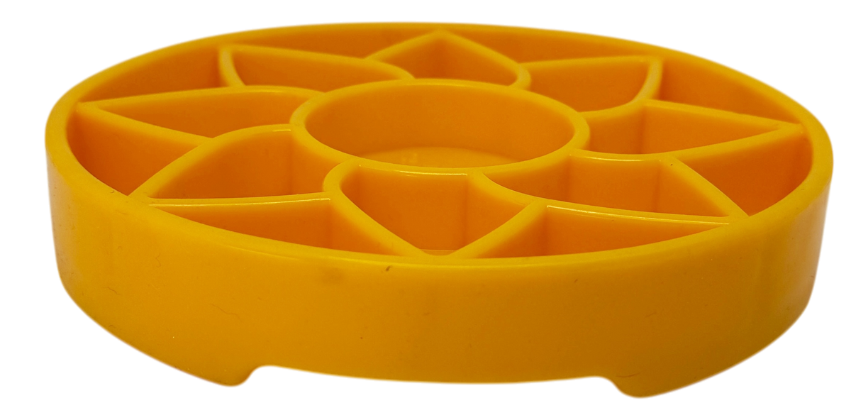 Sunflower Softie eTray Slow Feeder Dog Bowl | Soft Shallow Lick Mat | Yellow & Purple | USA Made