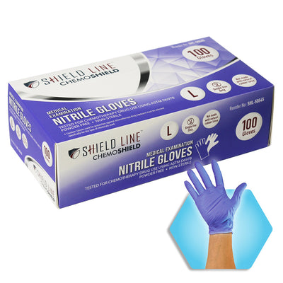 MedPride Shield Line Medical Exam Nitrile Gloves 4 Mil Thick ChemoShield Non-Sterile Powder Free - 100 Gloves / Case of 10 (1000 count)
