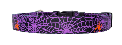 Spider Web Purple Dog Collar