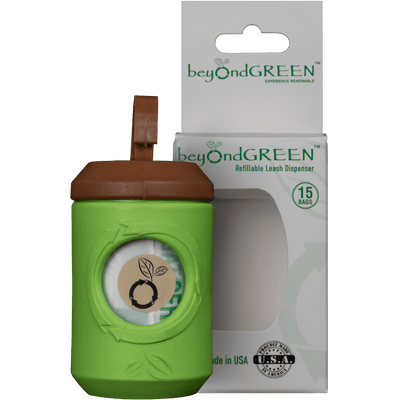 beyondGREEN Dog Waste Bag Leash Dispenser – Clip-On Holder for Standard Rolls – Durable, Portable, Made in USA