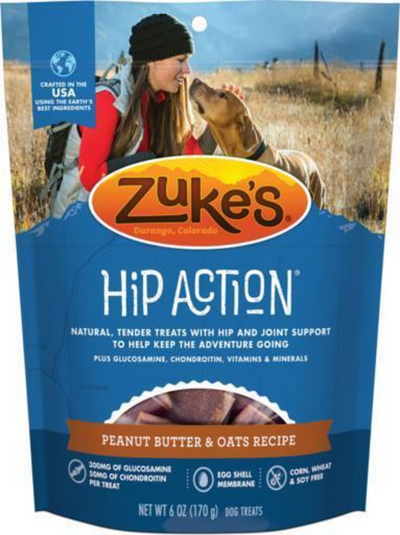 Zukes Hip Action Peanut Butter and Oats Dog Treats Glucosamine and Chondroitin