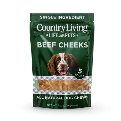Country Living 4" × 4" Chicken-Flavored Beef Cheek Chips for Dogs, 5-Pack