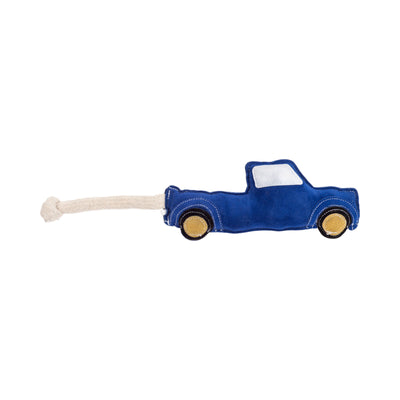 Country Living Blue Pickup Truck Dog Toy with Recycled Faux Leather & Squeaker