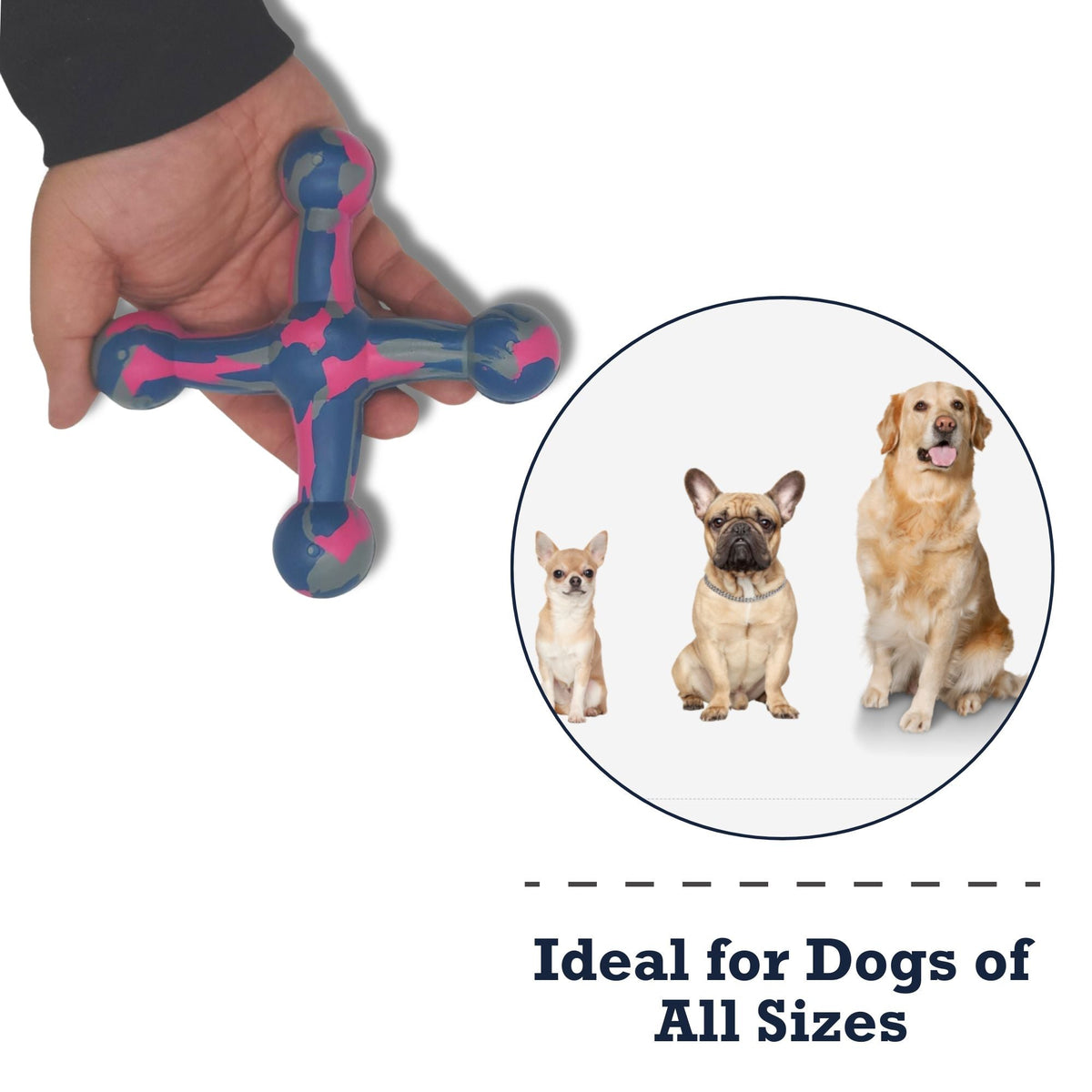 Natural Rubber Jack-Shaped Dog Chew Toy, 6.5 in