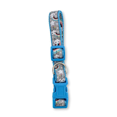 Nylon Dog Collar with Embroidered Rainbow Ribbon