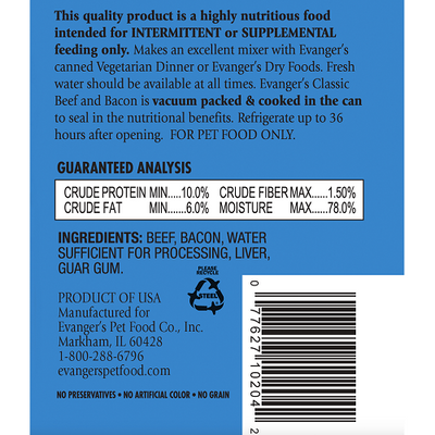 Evanger's All Life Stages Classic Beef & Bacon Wet Dog Food (12.5oz)