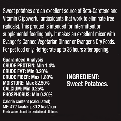 Evanger's Complements Grain Free All Life Stages Sweet Potato Wet Dog & Cat Can (12.5oz)