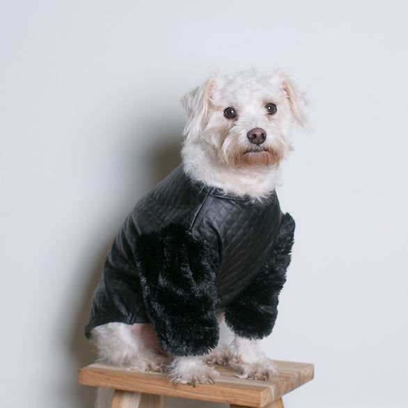 Fifi Quilted Faux Leather + Fur Top