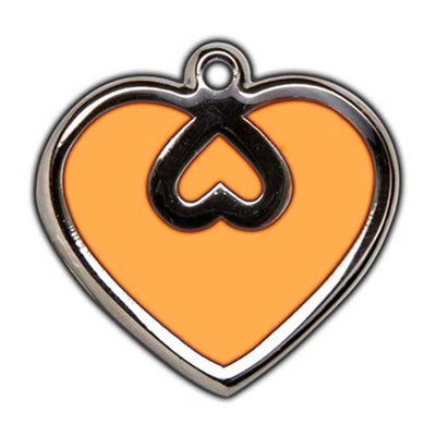 Orange Heart Dog ID Tag - With Engraving