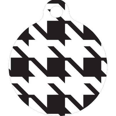 Houndstooth Black and White HD Dog ID Tag