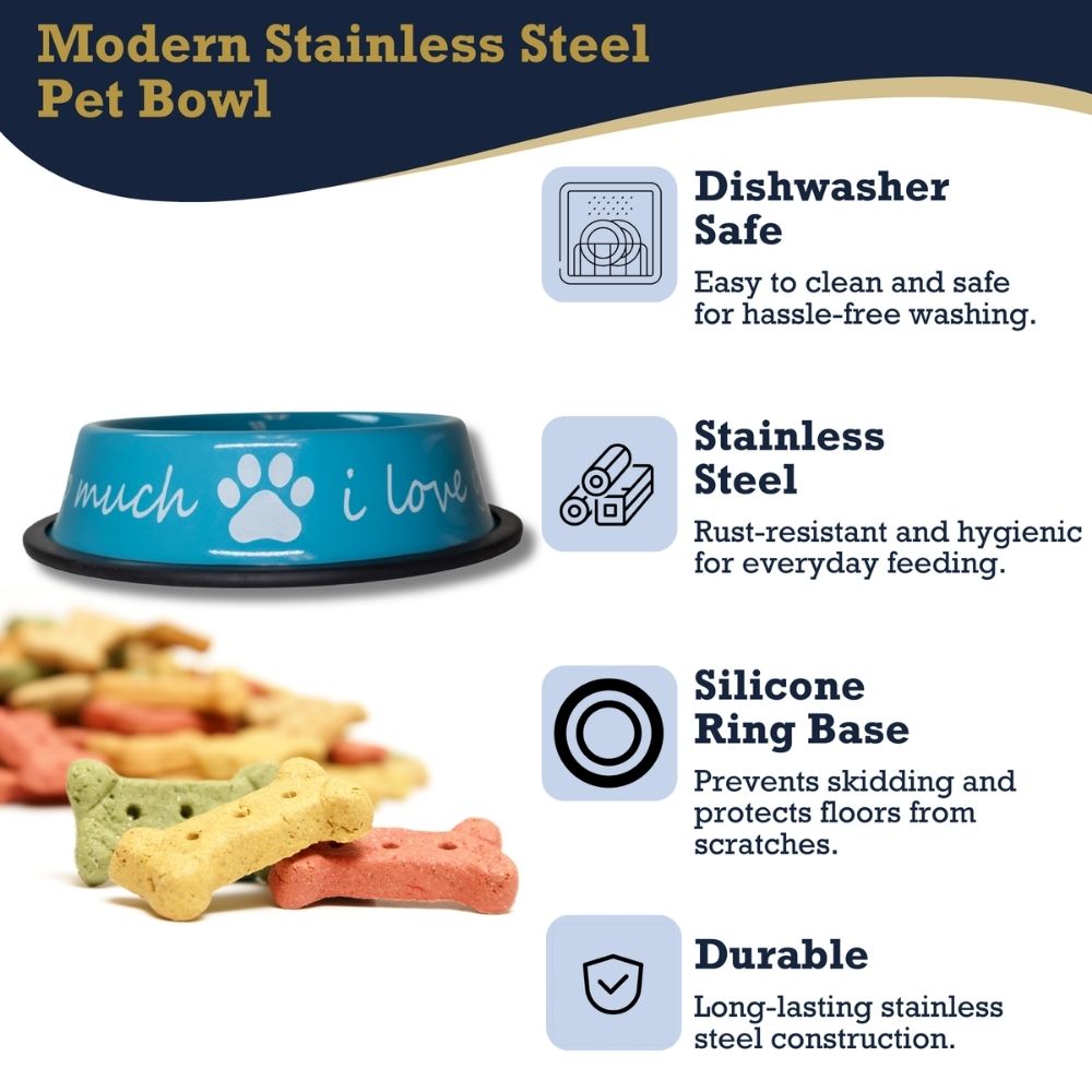 "I Love You So Much" Stainless Steel Dog Bowl, 24 oz