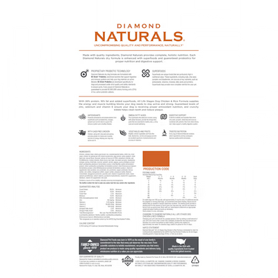 Diamond Naturals All Life Stages Chicken & Rice Dry Dog Food (40lb)