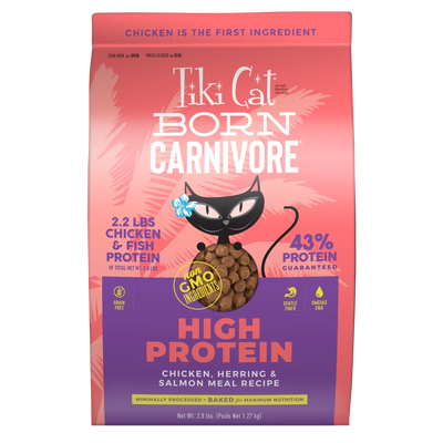 Tikicat Adult Born Carnivore Chicken, Herring and Salmon Dry Kibble (2.8lb)