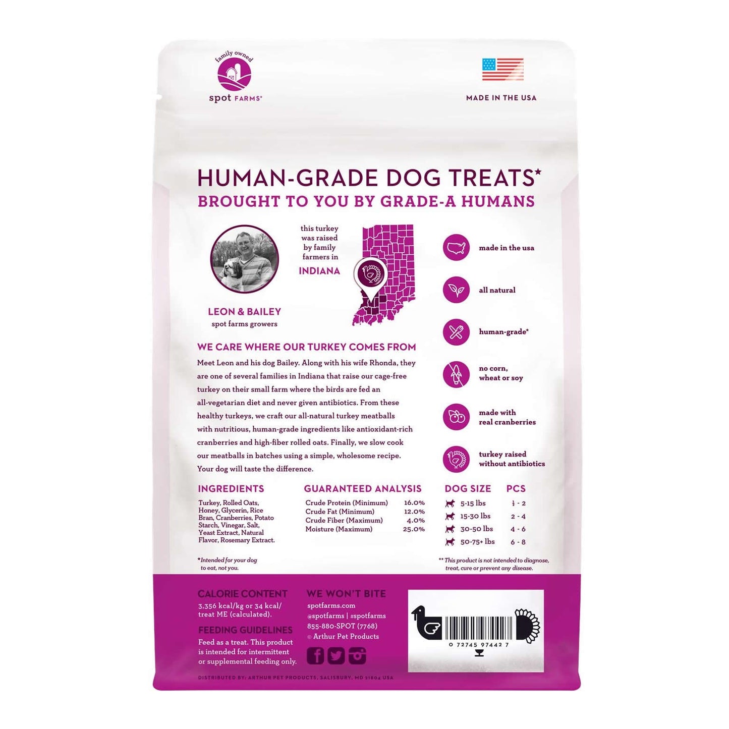 Spot Farms Dog Treats Meatball Turkey Cranberry (12.5oz)