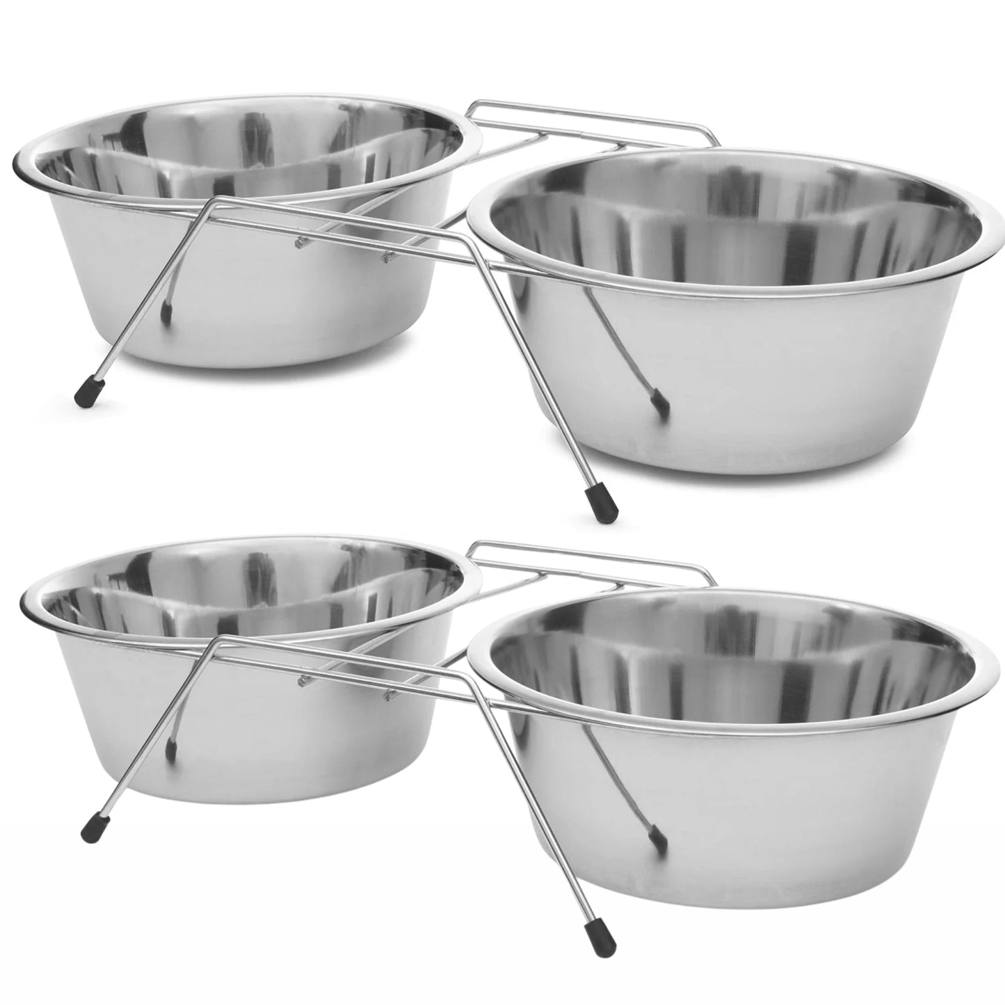 Jeffers Low Profile Stainless Steel Double Diner Pet Bowls