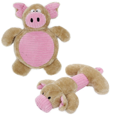 Pet Life ® 2-piece Dual Squeaker and Plush Animal Dog Toy Set