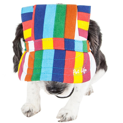 Pet Life ® 'Colorfur' Floral UV Protectant Adjustable Fashion Dog Hat Cap