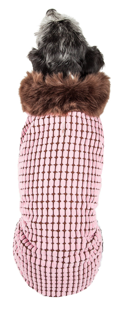Pet Life ® Luxe 'Beautifur' Box-Stitched Elegant Designer Mink Fur Dog Coat