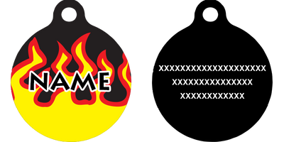 Red Flames HD Dog ID Tag