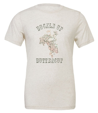 STS Buckle Up Buttercup Tee, Heather White
