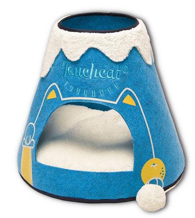 Touchcat ® 'Molten Lava' Triangular Frashion Designer Pet Kitty Cat Bed House Lounge Lounger w/ Hanging Teaser Toy