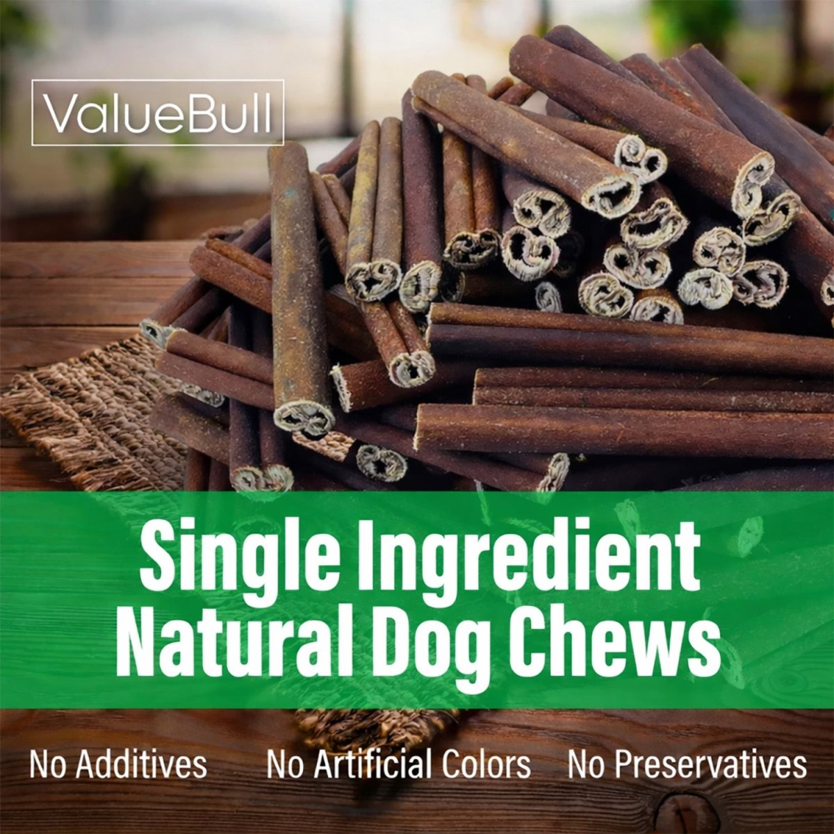 ValueBull Buffalo Collagen Sticks for Dogs, 6 Inch Medium Chews, Natural Long-Lasting Dog Treats, 50 Count
