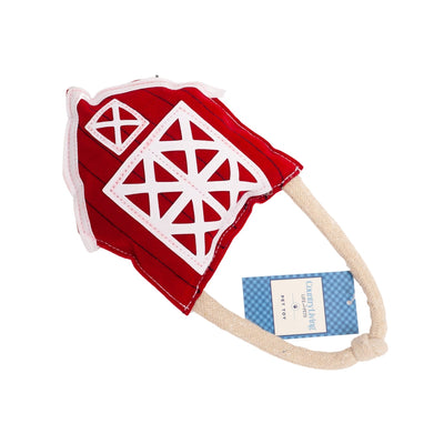 Country Living Faux Leather Red Barn Dog Chew Toy, 12 × 6.3 in