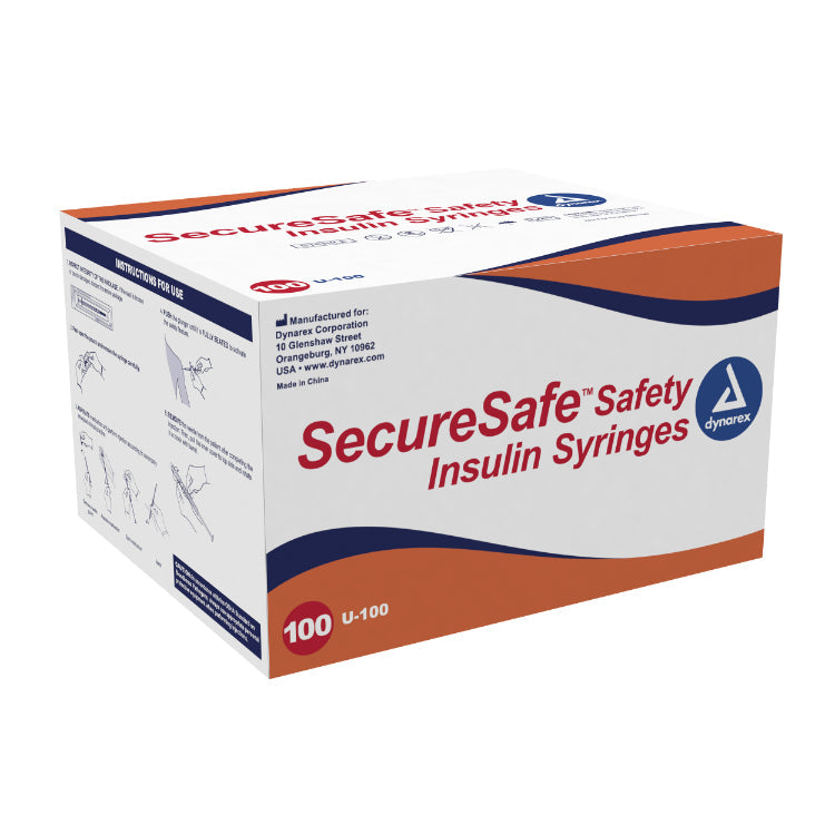 Dynarex SecureSafe Safety Insulin Syringes (500 Count)