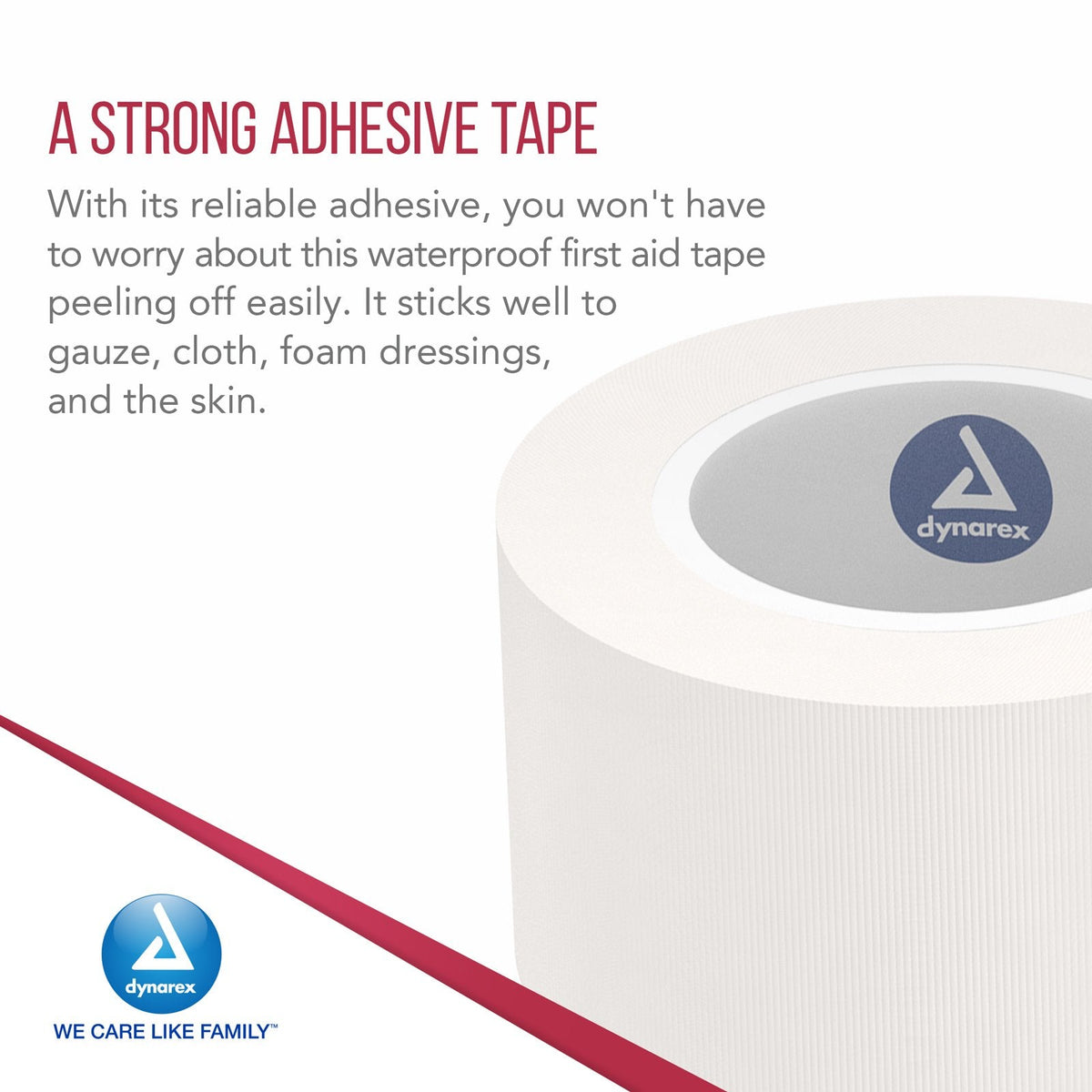 Dynarex Waterproof Adhesive Tape, 1" x 10yds  Bulk - 168ea/cs (168 Count)